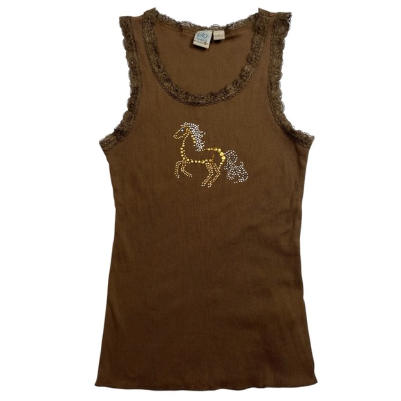 Tops - Y2K Tank Top Lace Horse Medium